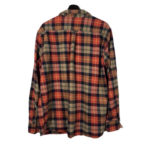 Eddie Bauer Mens Flannel Shirt XXL Orange Bristol Harvest Plaid Button Up Cotton - Picture 8 of 14